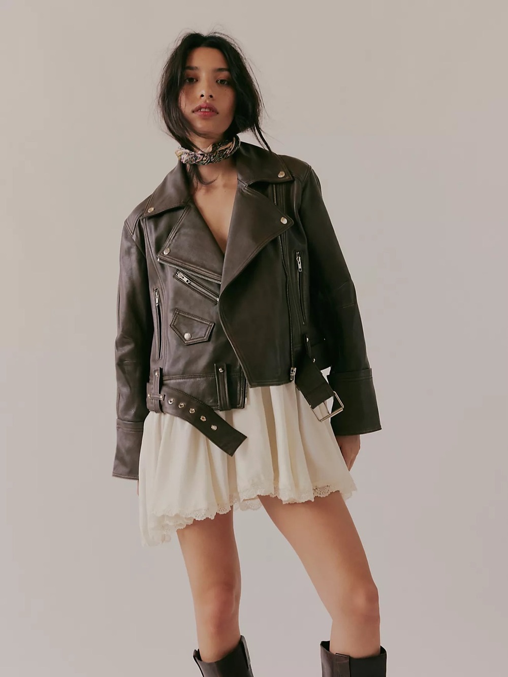Free People We The Free Mina Leather Jacket Size S
